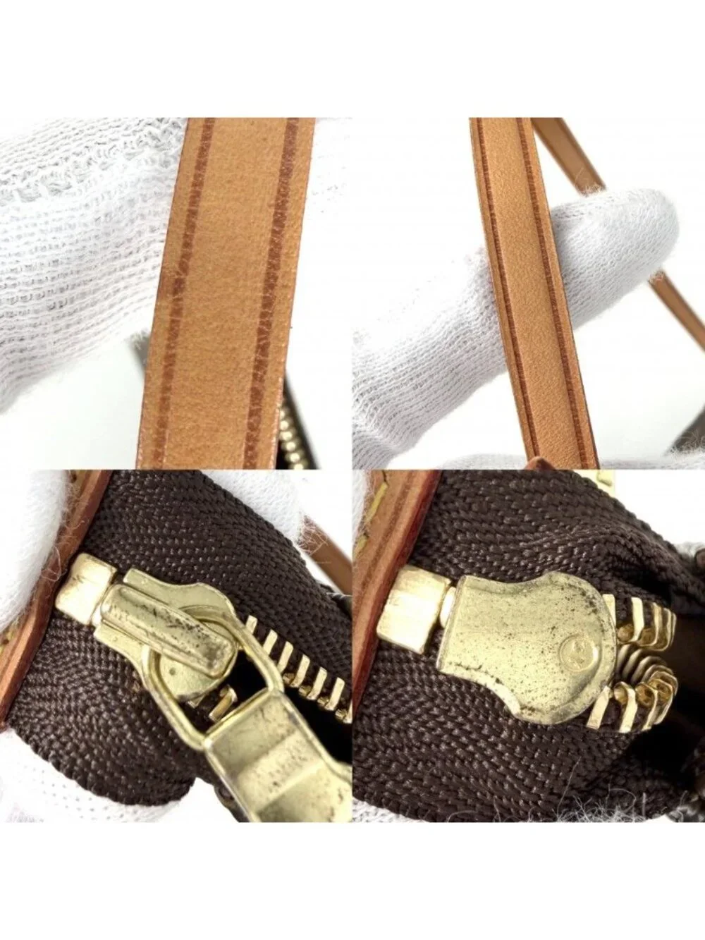 Louis Vuitton Big Handbag Pochette Soir Monogram Canvas Brown Gold